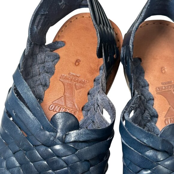 Brand X Huarache Sandals Womens 9 Blue Leather Woven Slip On Open Toe Comfort - Picture 5 of 8